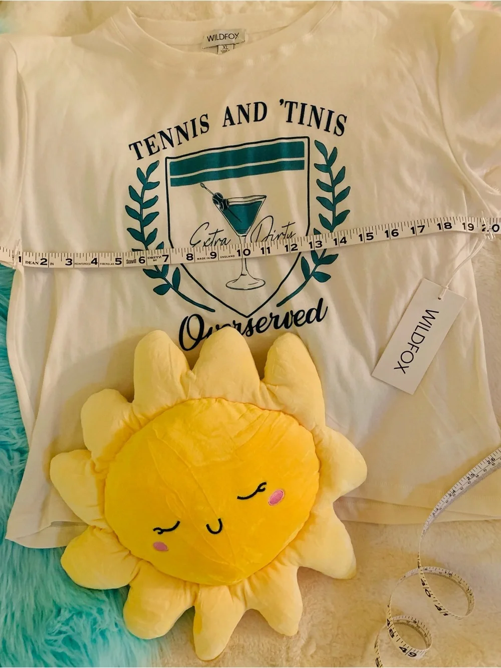 Wildfox Teal White Loungewear Set T-Shirt Shorts Matching Set Women’s XL